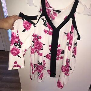 Alfani cold shoulder floral blouse